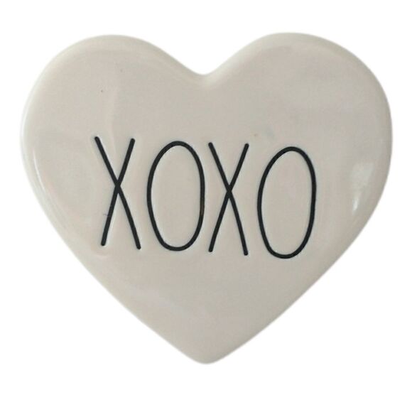 RAE DUNN Heart Coaster Single One Ceramic Pottery XOXO Black LETTERS Kiss Hug - Picture 8 of 13